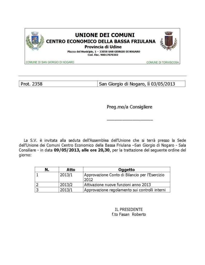 Convocazione assemblea 09-05-2013