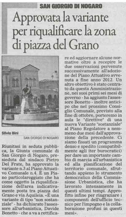 Rassegna stampa del 17.10.2013 Il Gazzettino