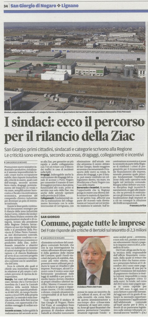 Rassegna stampa del 31.01.2014 Messaggero Veneto